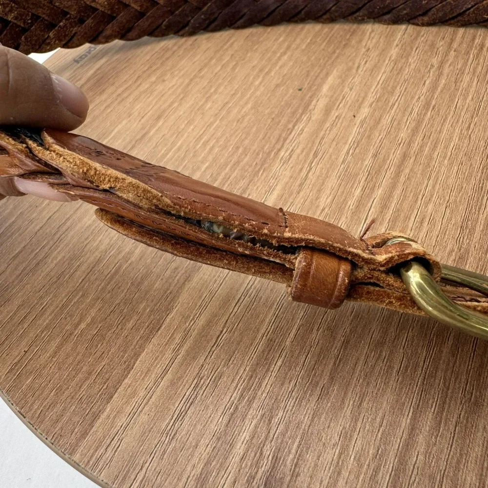 Brighton Well worn braided raised Brown Leather Belt Brass Buckle Size‎ 34